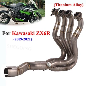 For Kawasaki ZX6R 2009-2021 Motorcycle Exhaust Titanium Alloy Front Link Pipe - Picture 1 of 4