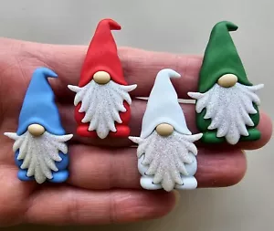 Craft Buttons GLITTER GNOME Christmas Santa Dwarf Elf Gonk Sewing Card Making - Picture 1 of 10