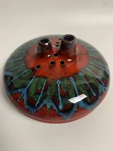 Italienische Kunstvase MCM Vintage verbrannt rot runde Knospe Weihrauch Vase ITALIEN LTD 118 - Bild 1 von 13