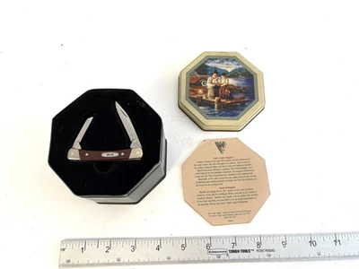 Navaja de bolsillo plegable de 2 hojas con mango de madera Buck 705U de colección de acero inoxidable con caja Foto 1 de 4