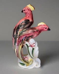 Estatuilla de pájaro de cerámica doble cacatúa California L A de colección MCM 1950 - Imagen 1 de 8