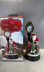 Christmas Holiday Clock IOB Santa Claus Little Girl Tree Toys Decoration - Picture 1 of 6