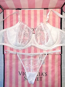 Victoria's Secret BH Dream Angels 38DDD XL V-String weiß Spitze - Bild 1 von 5