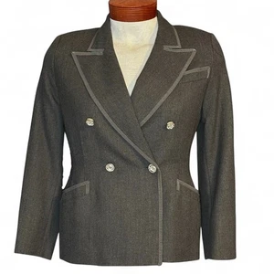 Blazer Mondi Vintage Medio Gris Oscuro Lana Estrás Botones Doble Pecho - Imagen 1 de 10