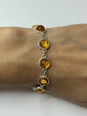 正品波罗的海琥珀首饰手链纯银。干邑琥珀手链。 — 第 1/4 张图片
