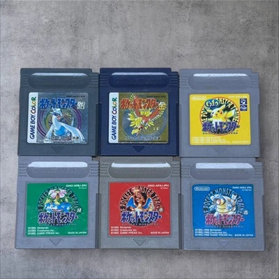 Japanese Pokemon Gameboy Games 6 Set Green Gold Silver Blue Red Yellow Nintendo - Image 1 of 2