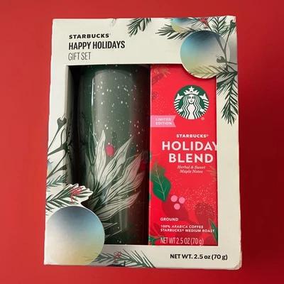 Starbucks Happy Holidays Taza de Viaje y Mezcla de Vacaciones Juego de Café Edición Limitada Foto 1 de 4