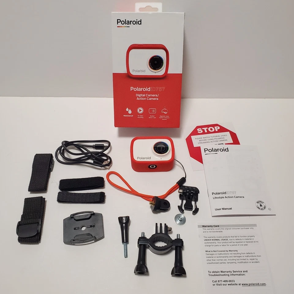 Polaroid iD757 Lifestyle Sport Action HD Recording Waterproof Camera Red - Image 1 of 4