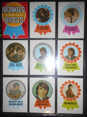 1967 Monkees Badges completo (44) juego de cartas Donruss (como nuevo recién salido de paquetes) Foto 1 de 4