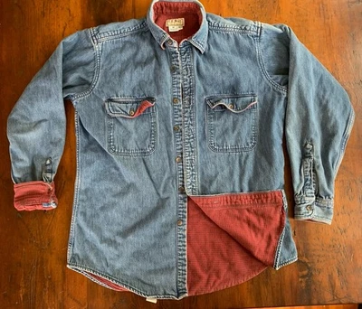 Vintage L.L. Bean Denim Hurricane Flannel Lined Shirt Jac Made in Maine Men’s M - Image 1 of 4