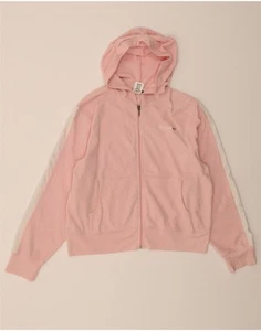 REEBOK Womens Crop Zip Hoodie Sweater UK 16 Large Pink Colourblock AR01 - Picture 1 of 3