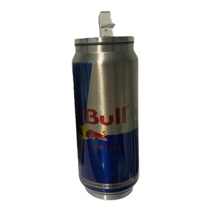 Red Bull Stainless Steal Drink Holder With Straw Keeps Drinks Hot/Cold For Hours - Picture 1 of 7