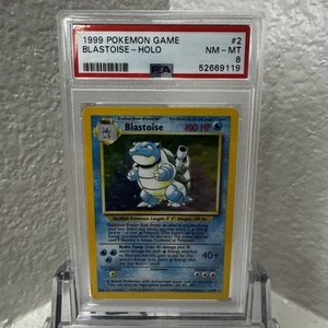 1999 POKEMON BASE SET UNLIMITED BLASTOISE HOLO #2 - PSA 8 NEAR MINT/MINT - Picture 1 of 8