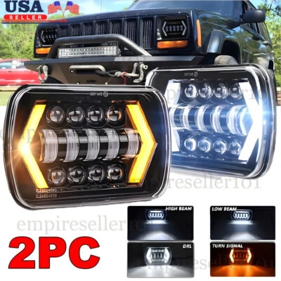 Pair 5x7" 7x6" LED Headlight Hi/Lo Beam DRL For Jeep Wrangler YJ Cherokee XJ - Image 1 of 4
