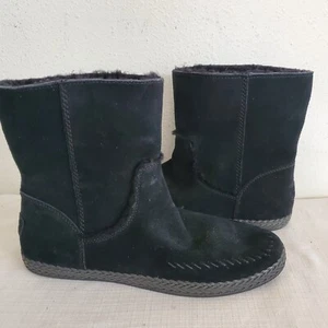 NWOB WOMENS SIZE 11 BLACK UGG AILISH CUFFABLE ZIP SUEDE MOCCASIN BOOTS 1123666 - Picture 1 of 6