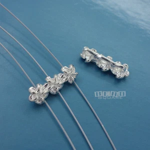 2 Solid Sterling Silver 3 Strand Floral Bead Bar Spacers ap. 13mm #33069 - Picture 1 of 2