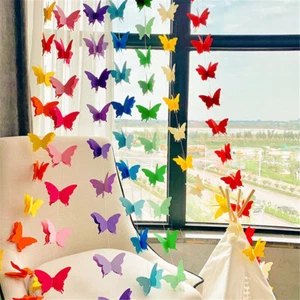 3D Mariposa Colgante Guirnalda Fiesta Bunting Tela Papel Decoración Banner 2m - Imagen 1 de 20