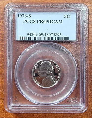 1976 S Jefferson Nickel 5C, PR 69 DCAM PCGS, Deep Cameo Cover