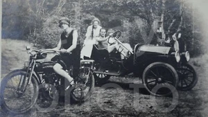 3 Photos Women in Swimsuits Riding Flying Merkel Motorcycles 1900's Vtg in Album - Picture 1 of 24