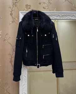 Versace Jeans Couture Bomber Wool Black Runway Women Size S - Picture 1 of 11