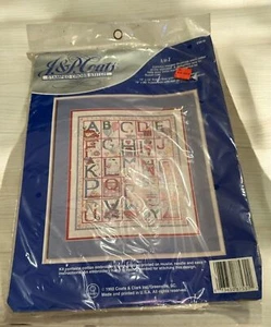 Rare Vtg 1992 J&P Coats Stamped Cross Stitch Kit “A To Z” 23010 - Picture 1 of 2