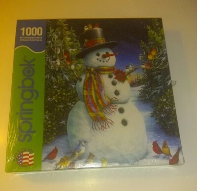 Springbok SNOWMAN Feathered Friends 24" X 30" 1000 Piece Brand NEW Sealed Puzzle - Image 1 of 2