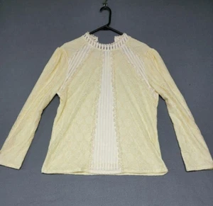 NWT~SANSOISAN Women's 3X ( see below) Top Long Sleeve LACE OVERLAY Yellow Lined - Picture 1 of 10