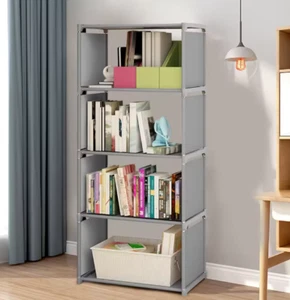 4-Tier Ladder Bookcase Shelf Rack Grey Wall Display Storage Stand Durable - Photo 1/1