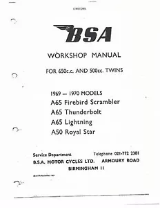 BSA workshop service manual 1969 & 1970 A50 Royal Star - Bild 1 von 8