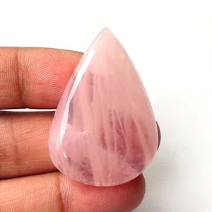 Awesome Pink Rose Quartz Cabochon Pear Shape Loose Natural Gemstone 71 Cts #8446 - Picture 1 of 8