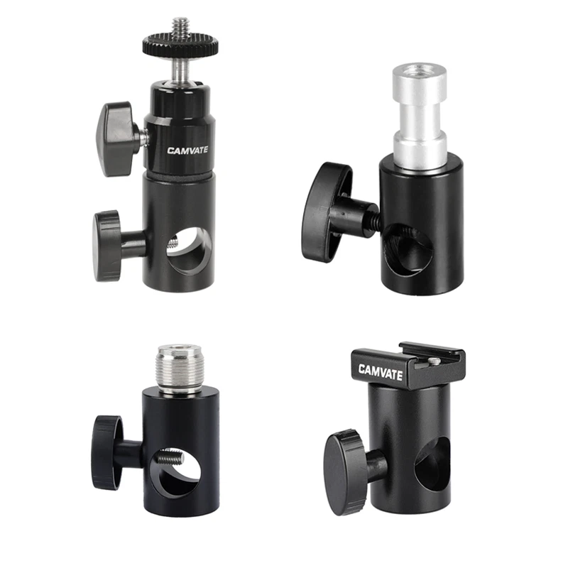 CAMVATE Light Stand Head with 1/4" & 5/8" & 3/8" Thread & Cold Shoe Mount - Image 1 of 1