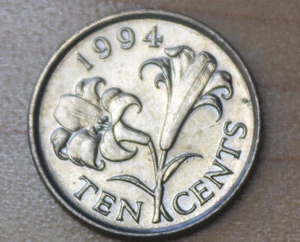 1994 Bermuda 10 Cents Bermuda Lily - Picture 1 of 2