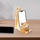 Cat Figurine Desktop Ornament Phone Stand Kitten Statue Animal Sculpture For