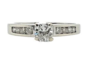 14K White Gold Princess Diamond Engagement Ring - Picture 1 of 3