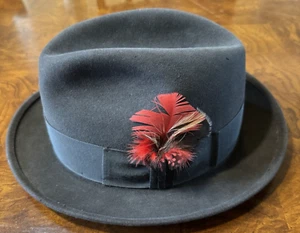 John B. Stetson Ivy League Fur Felt Hat Fedora Dark Gray Size 7 1/8 MADE IN USA - Picture 1 of 12