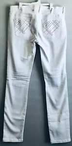 Weiße Jeans 2B Bebe Jeans mit Strass gold und transparent Größe 29 - Bild 1 von 12
