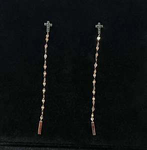 $1695 Lana Jewelry 14K Rose Gold Black Diamond Cross Dangle Drop Earrings - Picture 1 of 5