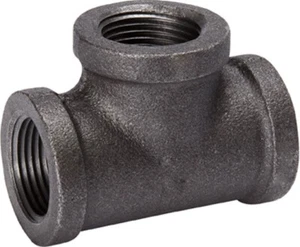 (10 Pack) 1/4" NPT Female Tee Black Malleable Iron 150 Pipe T Fitting - Picture 1 of 2