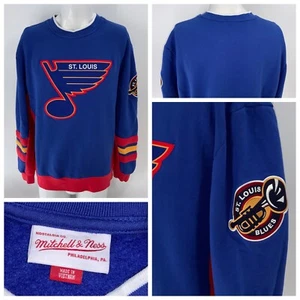 St. Louis Blues Mitchell & Ness Throwback Sweatshirt XXL Men Crewneck YGI Y4-89 - Picture 1 of 15
