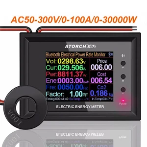 100A AC50-300V 2.4In Digital Power Energy Meter Wattmeter Indicator Ammeter FqI4 - Picture 1 of 13