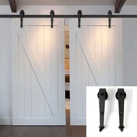 5-16FT Arrow Sliding Barn Double Door Hardware Track Kit Wall Mount Hanger Patio