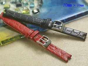Genuine Calf leather Black Red Band Strap bracelet (FITS) Chopard 10mm ‏x 10mm - Picture 1 of 3