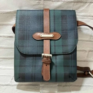 Rare Ralph Lauren Black Watch Shoulder Bag Purse Tartan Leather Vintage Gold ... - Bild 1 von 12