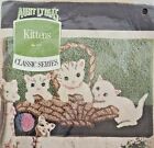 Vtg Aunt Lydia Kittens Hooked Rug Punch Needle Printed Canvas Wall Hanging  #673