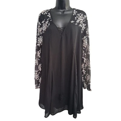 Vestido para mujer Maurices negro floral de encaje XXL transparente crochet femenino hasta la rodilla Foto 1 de 4
