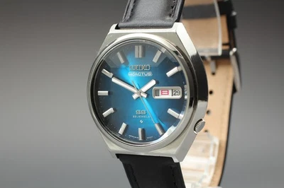 [Near MINT] Vtg 1975 SEIKO 5 Actus SS 6106-8690 Blue Kanji 38mm Auto Mens JAPAN - Image 1 of 4