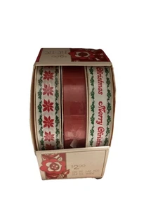 Vintage Christmas Ribbon 3 Patterns New In Package 90s Christmas Whimsy - Picture 1 of 4