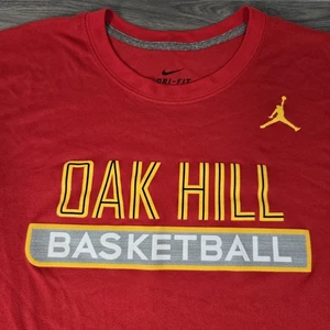 Camisa de baloncesto Oak Hill para hombre XL roja Nike Dri Fit manga larga Jumpman 2015 - Imagen 1 de 15