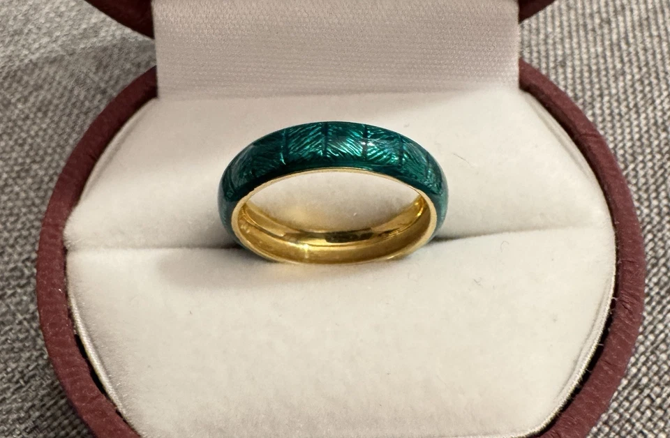 ANILLO Banda Eternidad Apilable Esmalte Oro 18k Vintage HIDALGO Talla 6 Foto 1 de 4