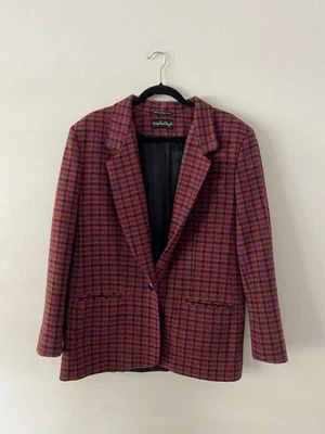 Винтажный розовый шерстяной блейзер 1980-х Giorgio Sant Angelo размер 16 Academia - Изображение 1 из 4